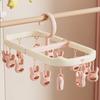 Socks Drying Rack with 14 Clips Foldable Hanging Rack Clothes Drying Rack with 360-Degree Rotatable Hook for Drying Socks