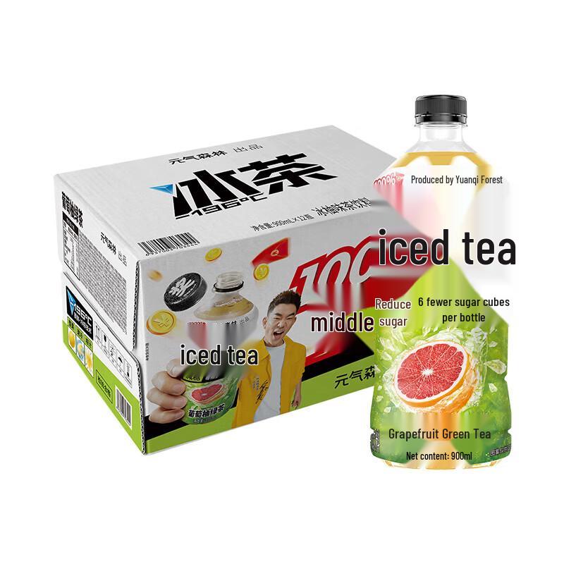 Genki Forest Ice Burst Grapefruit Green Tea (12 x 900ml)
