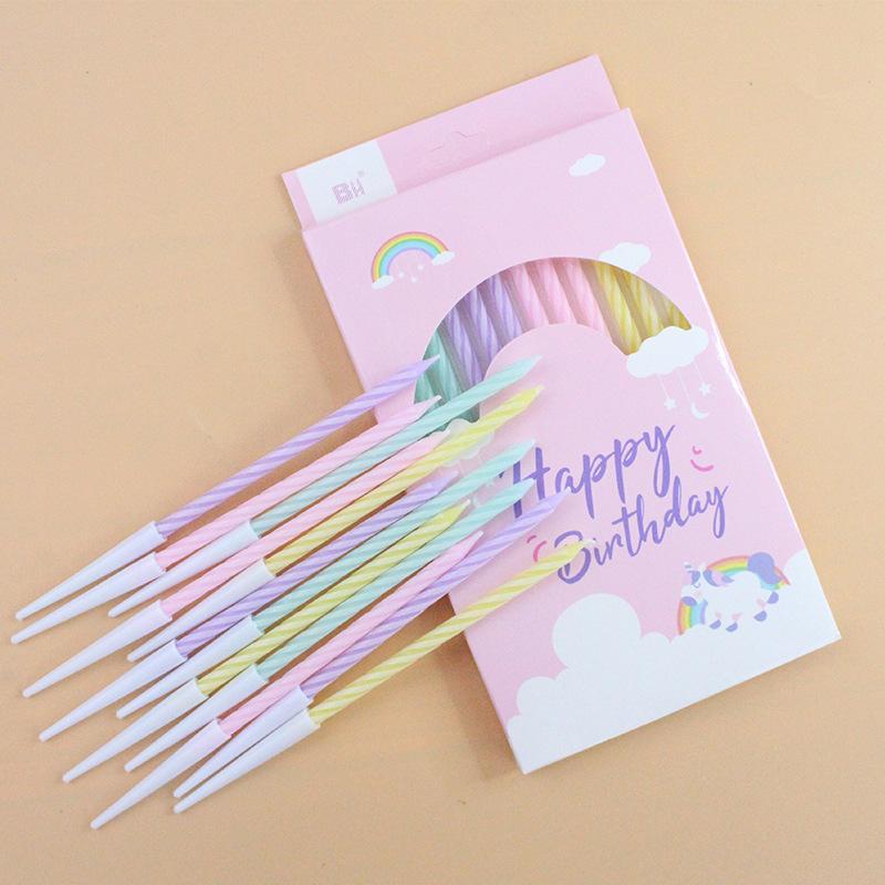 New Birthday Candle Happy Encounter A3 Slender Colored Crystal Spiral 12 Boxed Party Candles