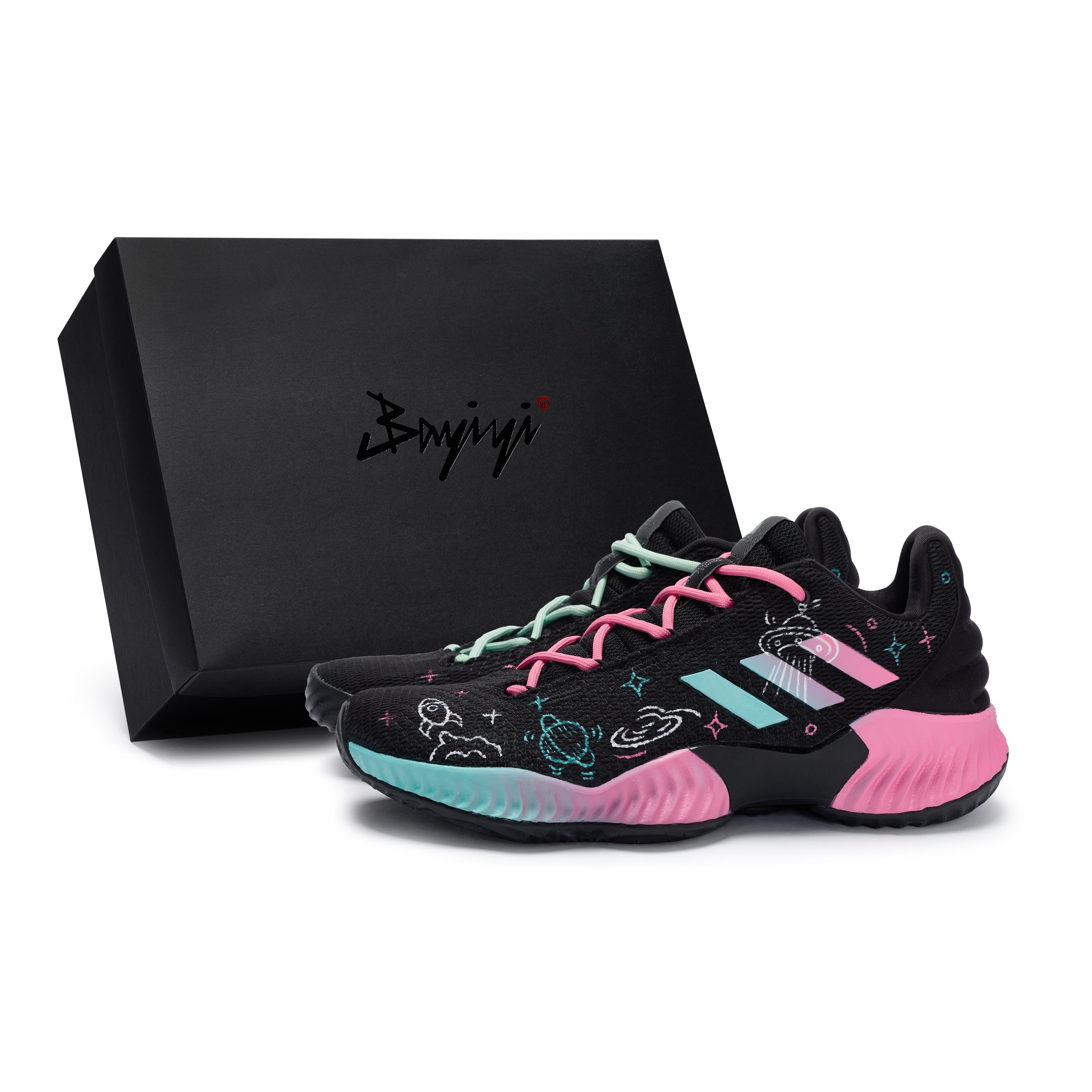 Adidas Pro Bounce 2018 Basketball Shoes Men s Low top Blue/Pink FW0905(Team80-S-BOX) 40