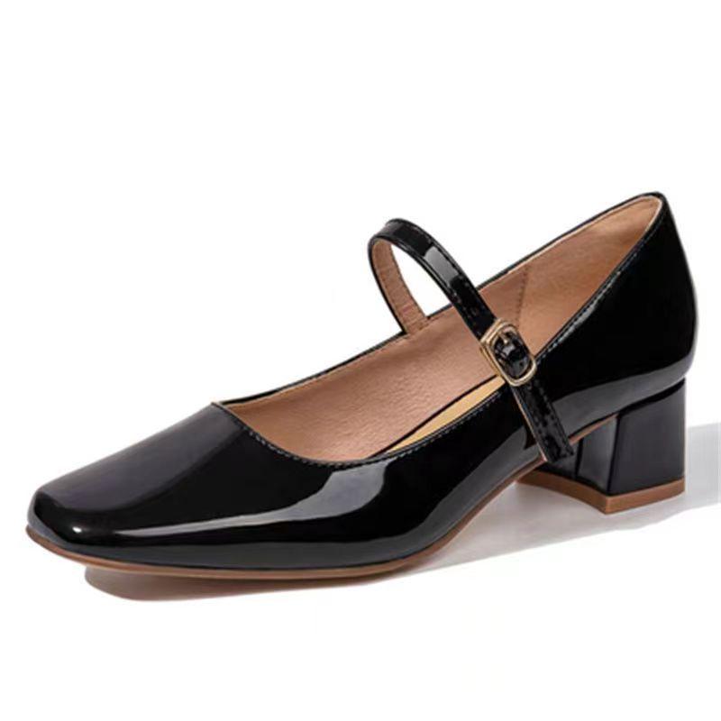 Plus Size Retro Chunky Heel Mary Jane Shoes - Summer Fashion Women's Mid-Heel Square Toe