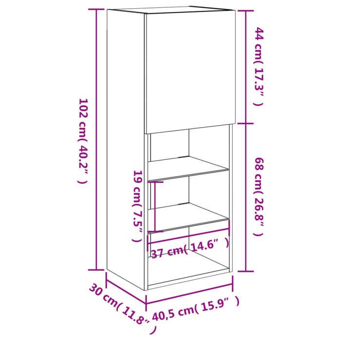 VidaXL Meuble TV avec Lumières LED, Armoire de Télévision Murale avec Rangement, Meuble Télé Suspendu Salon Salle de Séjour, 837058