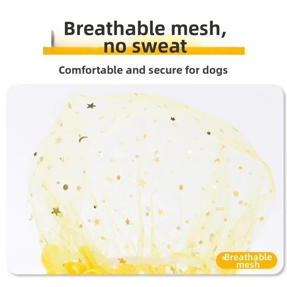Adjustable Dog Anti-Eating Hat Breathable Polyester Pet Protective Mask Cute Print Anti-Mosquito Dog Mesh Headgear Activities