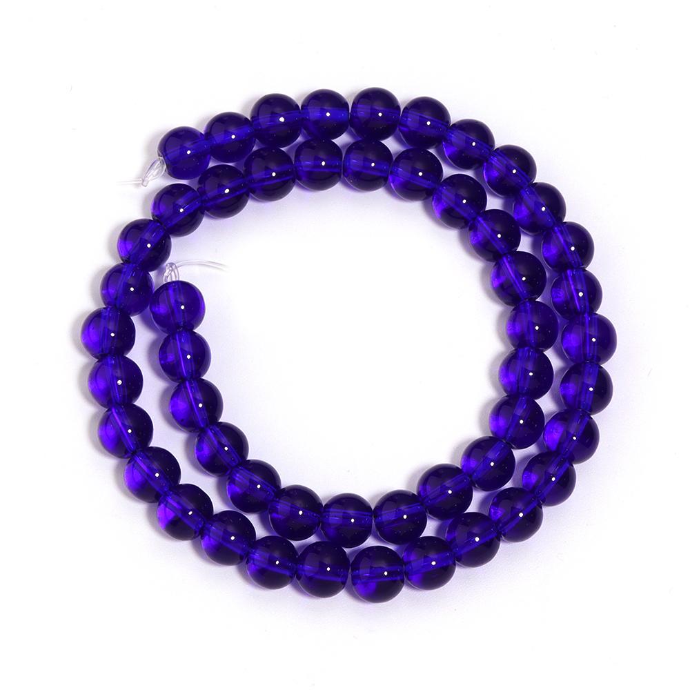 1 Strand 4/6/8/10/12mm Blue Glass Beads Smooth Round Loose Spacer Beads For DIY Jewelry Making Bracelets Necklace Accessories