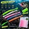 20PCS Fishy Scent Soft Worm Fake Bait Threaded Texture Swing Impact Swimbait Bass