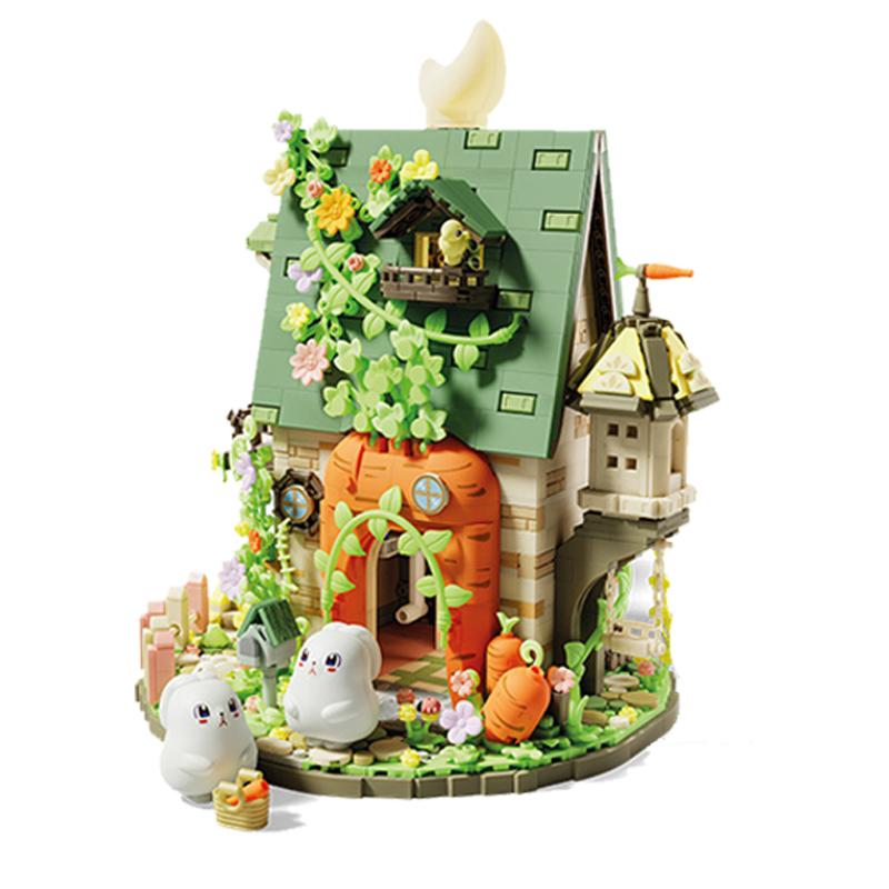 Flowers Carrot House Mushroom House Mini Building Blocks Carrot Forest House Bricks Set With Lights Children's Toys Gifts