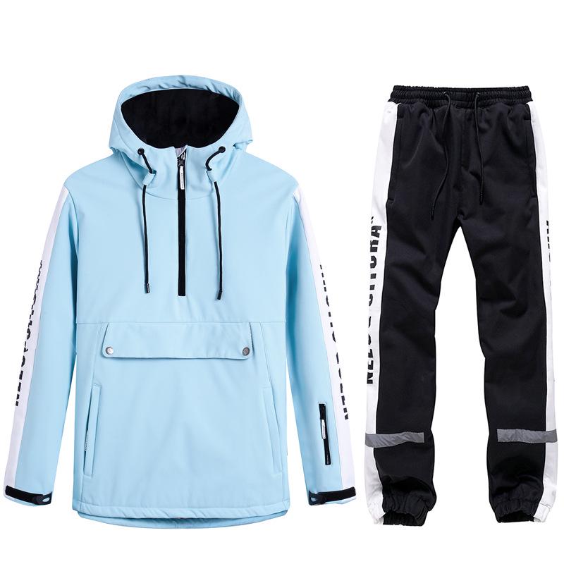 Unisex Couples' Ski Hoodie Set: Warm, Thickened Snowboard Suit for Men and Women.