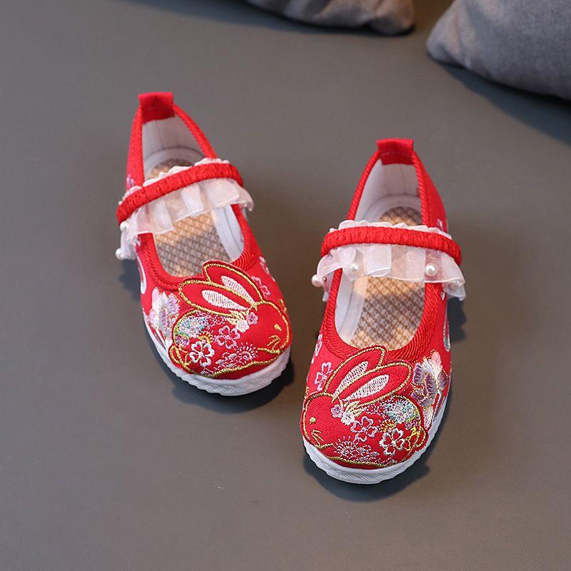 New girls embroidered shoes children's ancient shoes baby handmade cloth shoes Hanfu shoes performance shoes