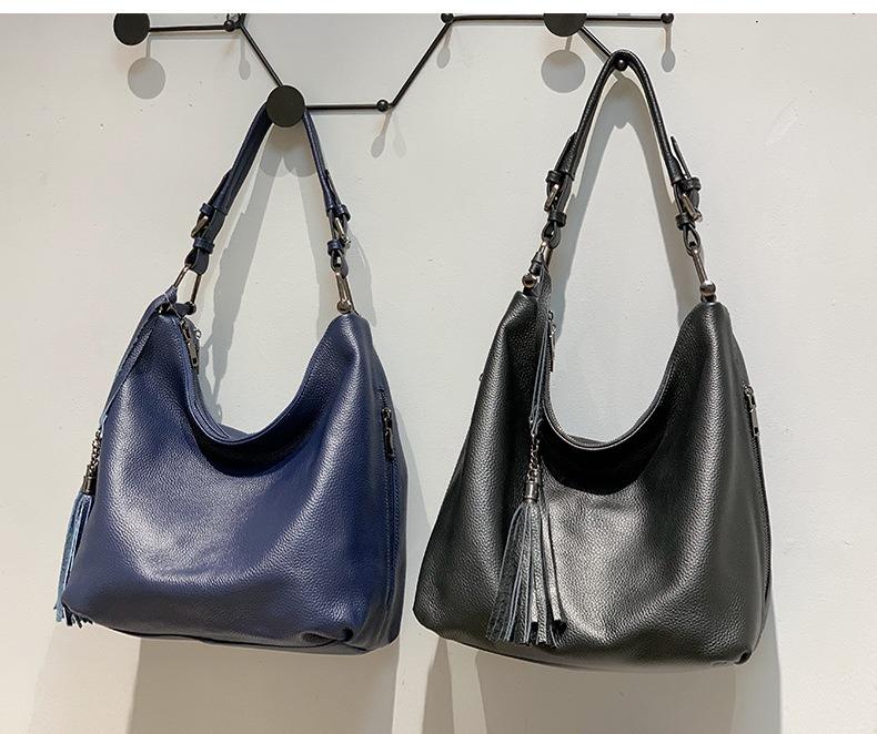 Zency Fashion damska torba na ramię 100% prawdziwej skóry codzienne codzienne zakupy Hobos klasyczna czarna torebka na ramię torby Crossbody