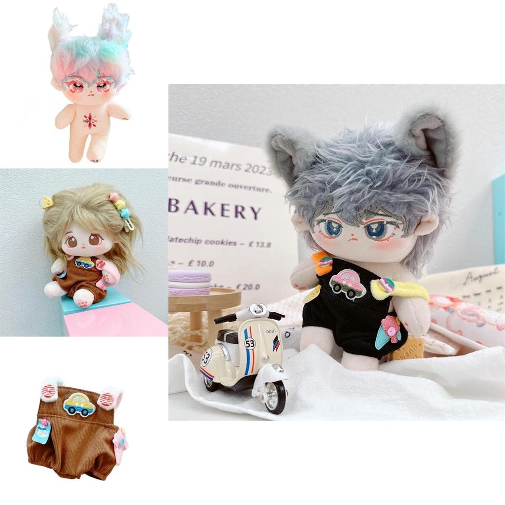 20cm Cotton Doll Plush Toy With Interchangeable Outfits White Car Overalls