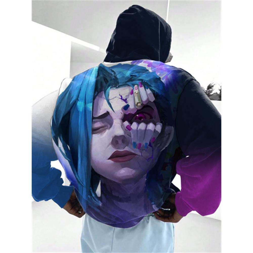 Popular Anime Arcane League Jinx Hoodies 3D Printing Men/Women Cartoon Tracksuit Sweatshirt Long Sleeve Pullover Man Hoodied