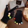 Cycling Winter Cold Proof Knitted Gloves Candy Color Touchscreen Full Finger Gloves  Women
