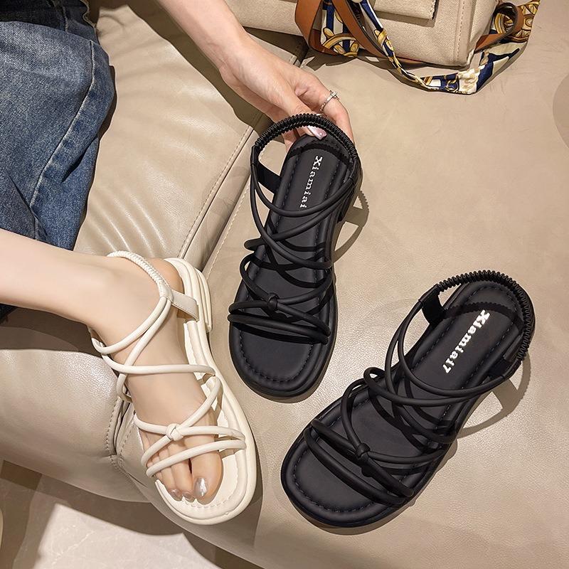 Flat Bottom Thin Strap Sandals Women's Summer New Outer Wear with Skirt Beach Sandals Women