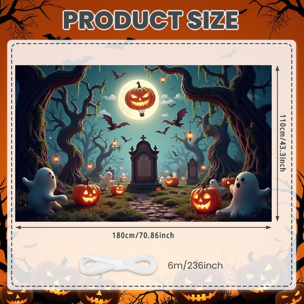 Festival Banner Night Setting Halloween Decor Ghost Banner Spooky Design Halloween Banner For Haunted House Night Event Outdoor