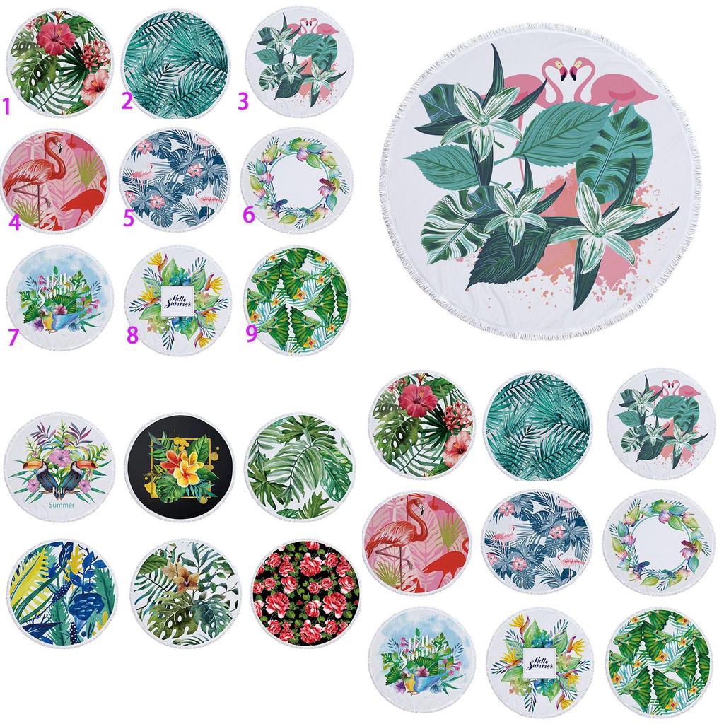 Stunning Large Round Beach Towel With Flowers Print For Outdoor Picnics And Beach