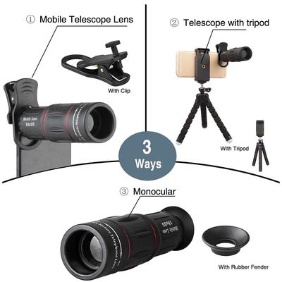 APEXEL APLT18XBZJ5 Telephoto 4 In 1 Cellphone Lens Universal Kit 18X Mobile Phone Telephoto Lens