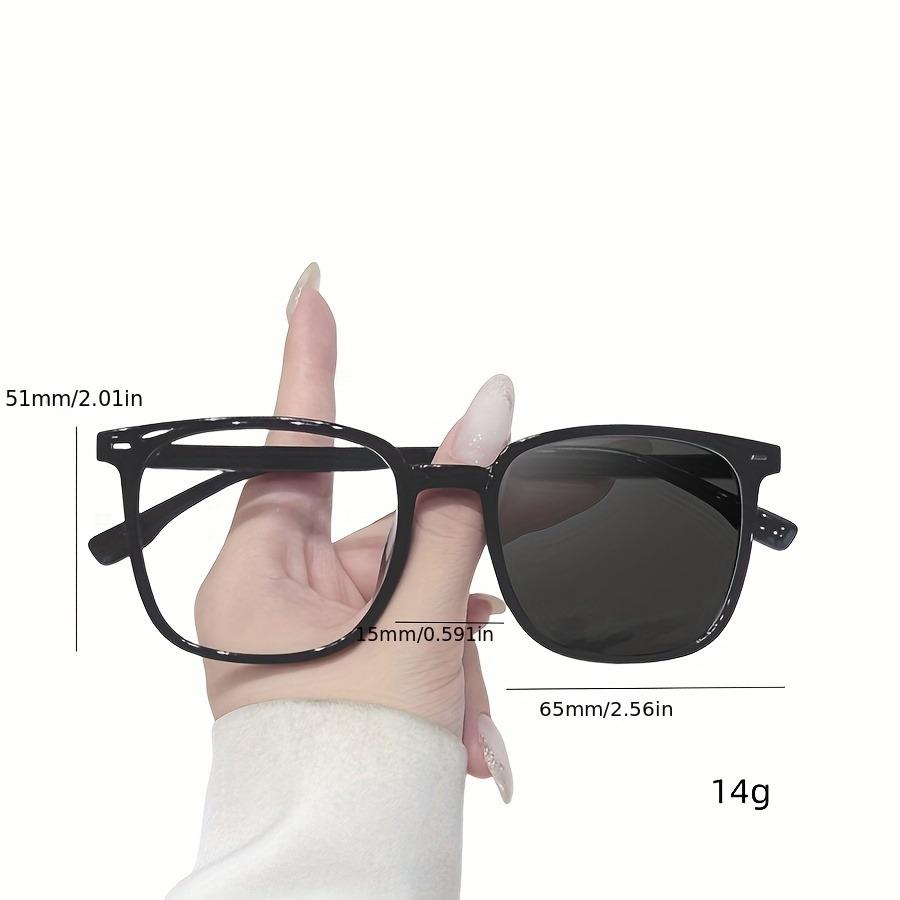 1pc Men's Stylish Black Square Frame Photochromic Fashion Glasses - Bohemian Design Perfect for Ramadan & Easter Gifts
