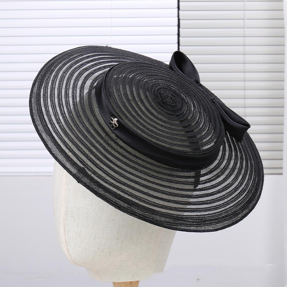 French Vintage Fascinator Hat Elegant Kentucky Hat Party Mesh Bow Headband Photography чёрный