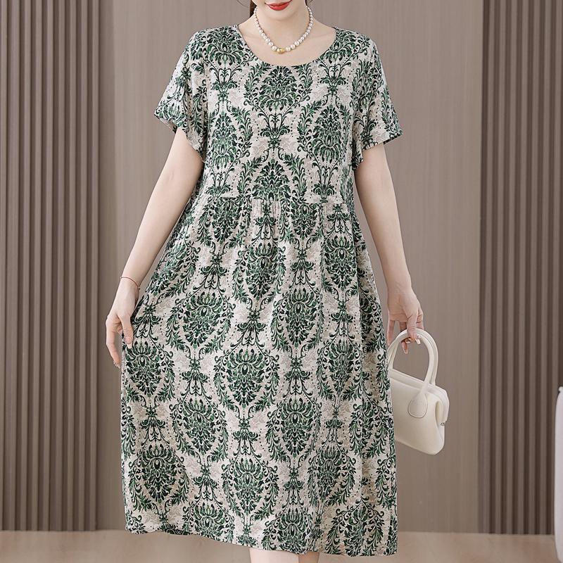 

Елегантна жіноча літня сукня великого розміру, вільна, з коротким рукавом, довга сукня, жіночий вінтажний одяг 4XL