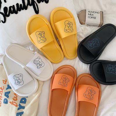 New Ins Wind Slippers Cute Cartoon Bear Lady Slippers Couple Non-Slip Breathable Wear-Resistant Household Sandals And Slippers