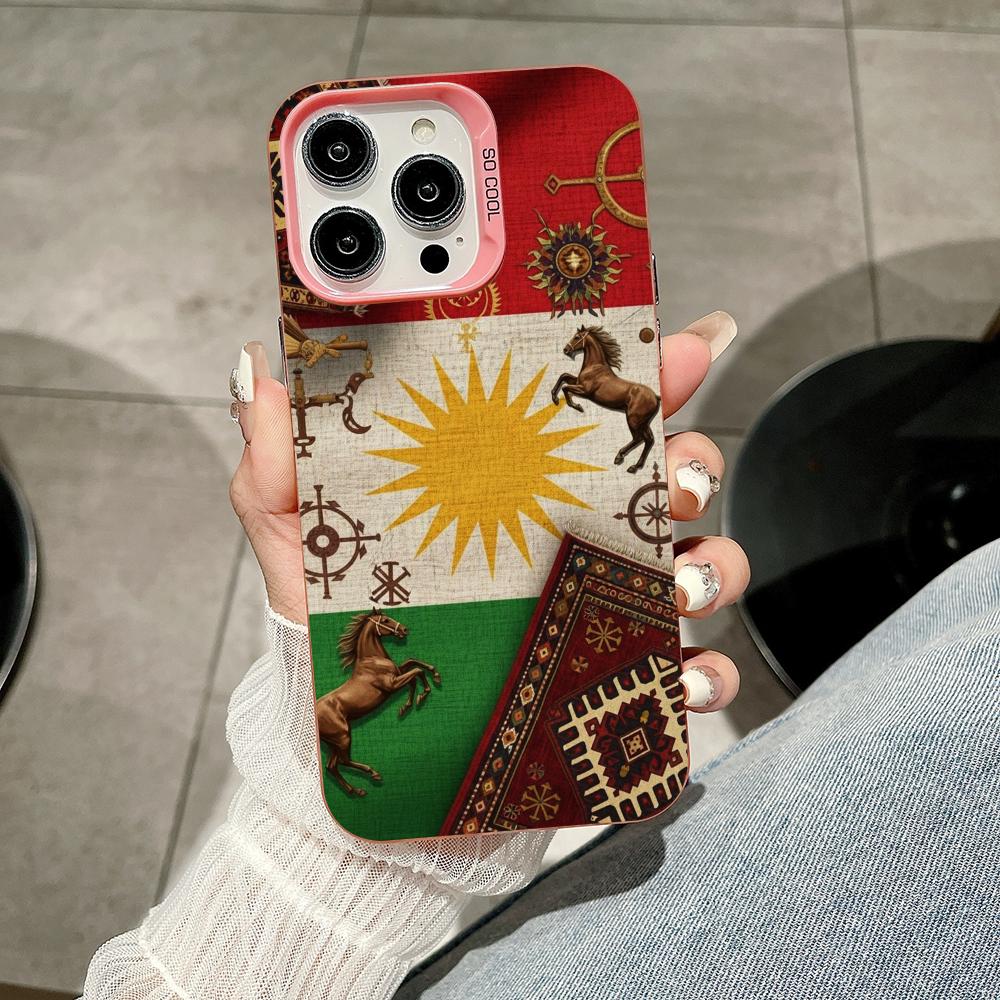 Kurdistan Flag Pink Translucent Mobile Phone Case for iPhone 17 16 15 14 13 12 11 X XR XS Air Pro Max Plus Colorful Cover