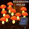 Solar Mushroom Lights Stake 8/12/20 Head Outdoor Garden Decor Fairy Christmas Wedding Party Festive Yard Atmosphere
