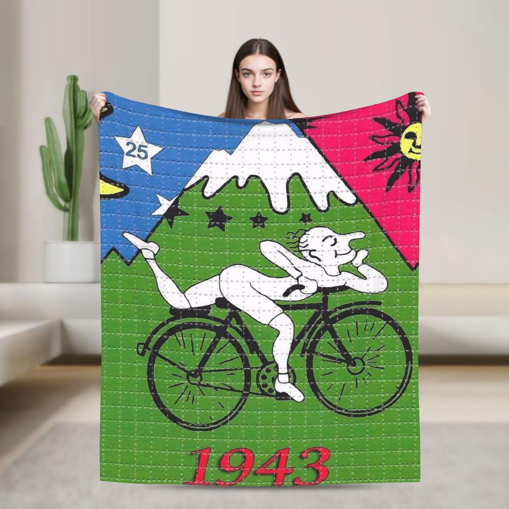 Soft Blanket Girls Boys Travel Albert Hofmann LSD Bicycle Day Throw Blanket Flannel Bedspread For Chair Novelty Sofa Bed Cover