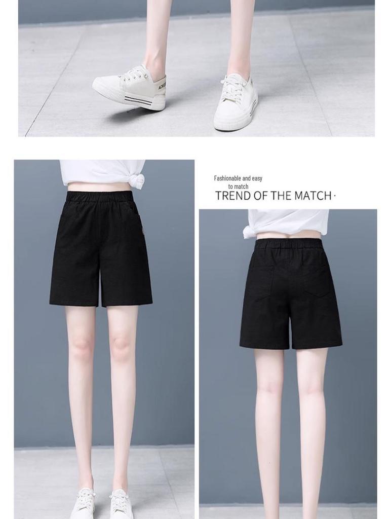 2025 Women's High-Waisted Wide-Leg Capris, Summer Casual Loose Fit Plus Size Shorts for Middle-Aged Moms