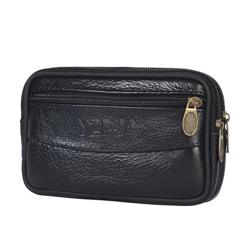Men's Waterproof Leather Waist Bag with Coin & Key Compartments