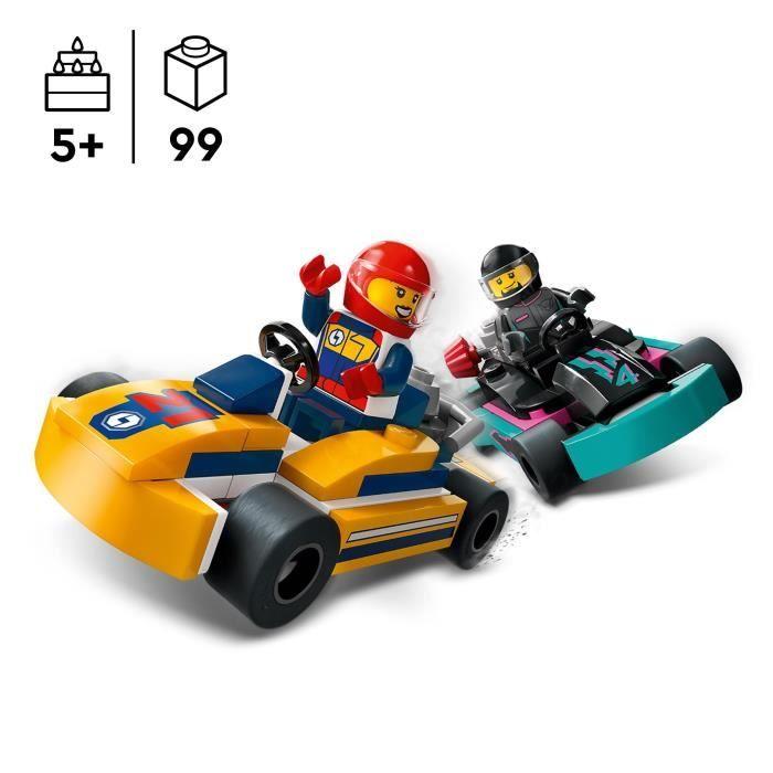 LEGO® 60400 City Les Karts et les Pilotes de Course, Jouet avec 2 Karting, avec 2 Minifigurines de Pilotes de Voitures