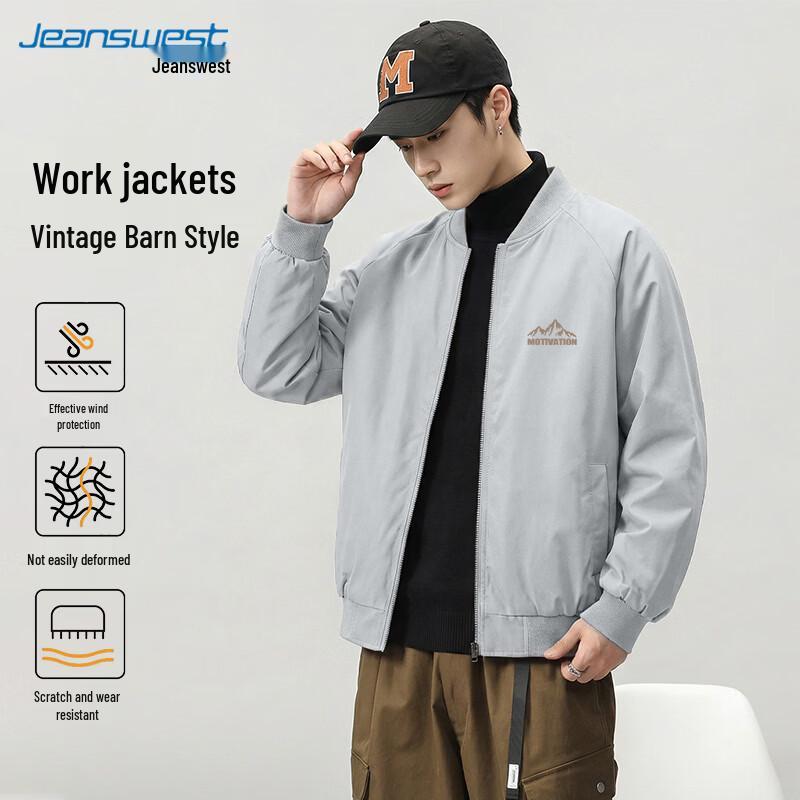 Jeanswest Men s Stand-Collar Windproof Baseball Jacket 4XL