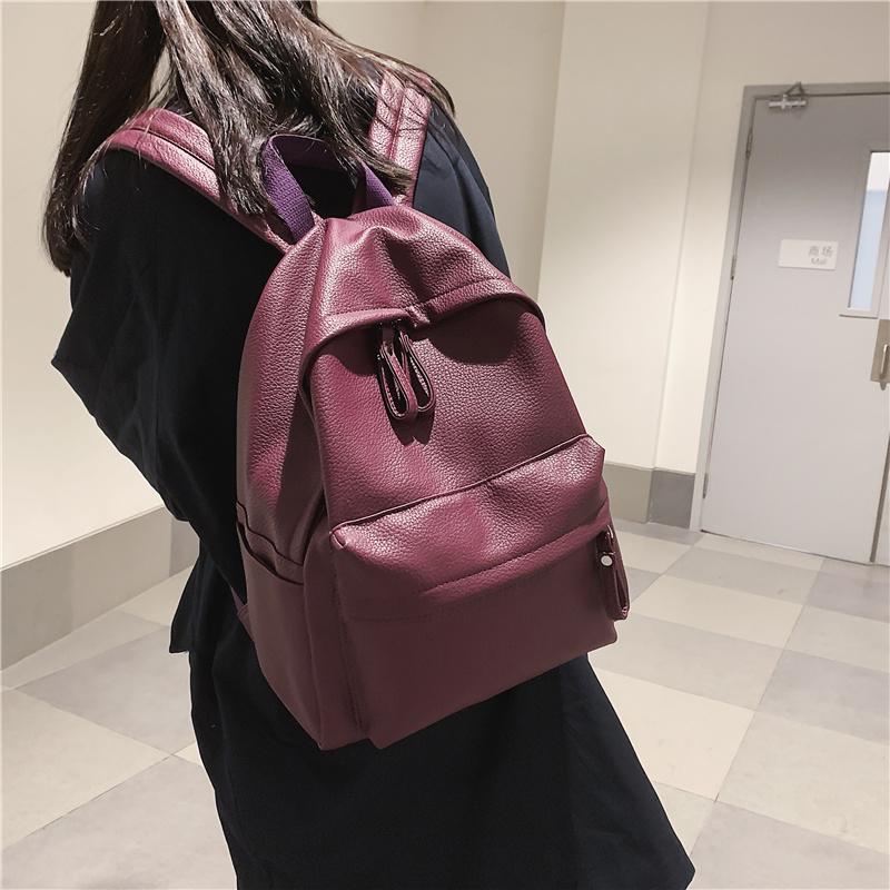 Hocodo Fashion Backpack High Quality Pu Leather Women'S Backpack For Teenage Girls School Shoulder Bag Bagpack Mochila Backpack