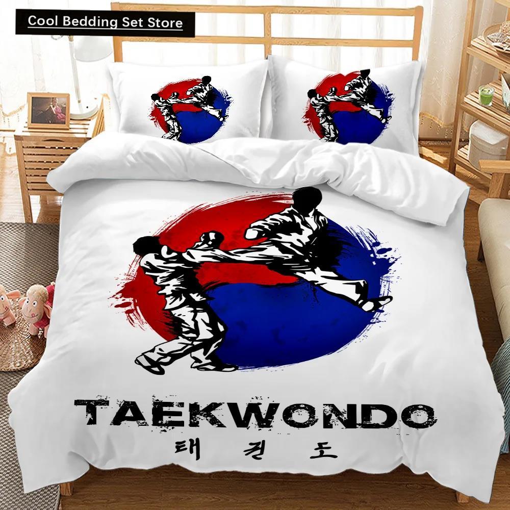 Set Copripiumino Sportivo Tecniche di Difesa Taekwondo Pratica Sportiva Biancheria da Letto Aikido Karate Judo Queen King Copripiumino in Poliestere