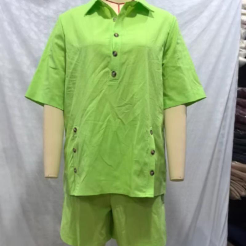 A New Two-Piece Outfit for Women Featuring a Short-Sleeved Shirt And Loose-Fitting Trousers for The Spring/Summer Season