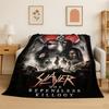 Retro Slayer Heavy Metal Rcck Band Sign Flannel Blanket Soft Warm Throw Blanket for Bedroom Living Room Bed Travel Picnic Gift