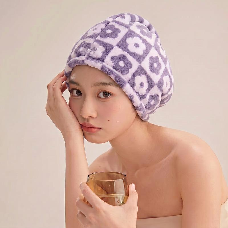 Gorro de Baño para Mujer de Secado Rápido Super Absorbente con Bordado Lindo
