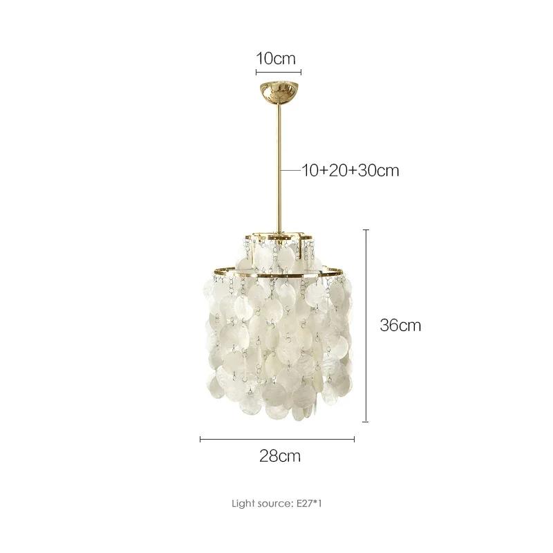 

French Romantic Shell Pendant Italian Designer Milk Oil Style Bedroom Suspension Light Luxury Wind Chime Restaurant Hanging Lamp Gold Body