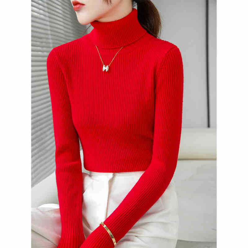 Turtleneck Sweater Women's Winter Inner Wear Autumn and Winter New Slim-fitting and Thin Solid-color Knitted Bottoming Shirt