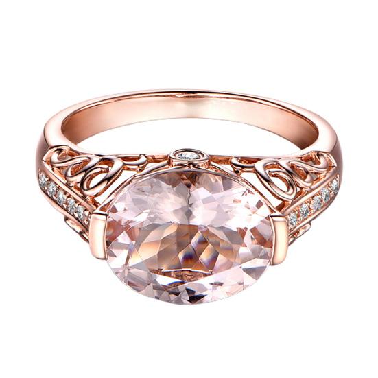 Women Ring Faux Morganite Hollow Out Jewelry Electroplating Long Lasting Finger Ring