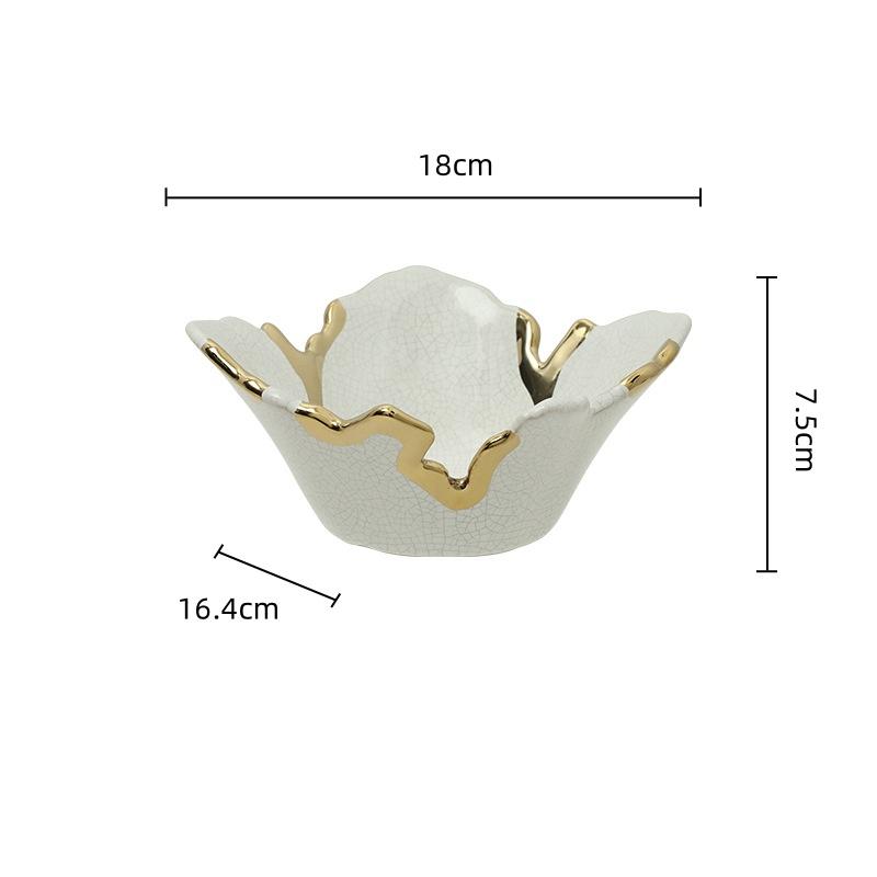 

Креативна керамічна фруктова тарілка Золота тріщина Золота дротяна таця Настільний контейнер для зберігання Цукерниця Декоративні прикраси