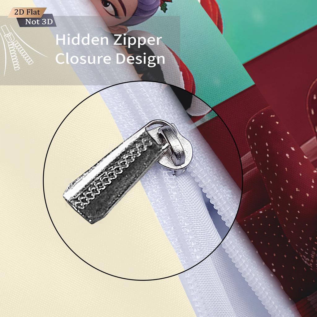 3pcs Christmas K-Pop Demon Hunters Print coreless Bedding Set Multiple Sizes Comfortable Bedrooms Dormitories Machine Washable