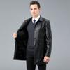 New Genuine Leather Jacket Men's Sheepskin Jacket Loose Large Size Plus Velvet Dad Leather Jacket Lapel Windbreaker