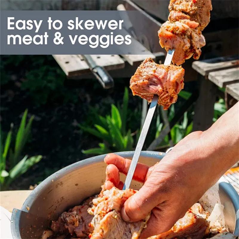 50Pcs Stainless Steel Barbecue Skewer Reusable BBQ Skewers Kebab Iron Stick For Outdoor Camping Picnic Tools Cooking Tools