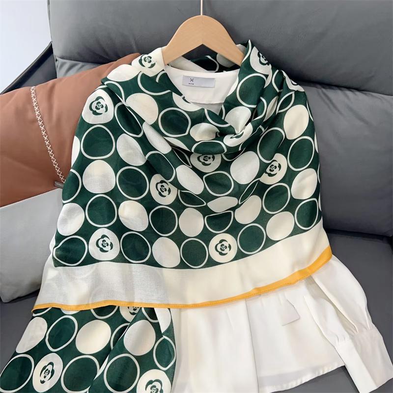New Cotton Linen Scarf Versatile Printing Long Scarf Spring Autumn Korean Style Shawl Outerwear Warm Fashionable Women'S