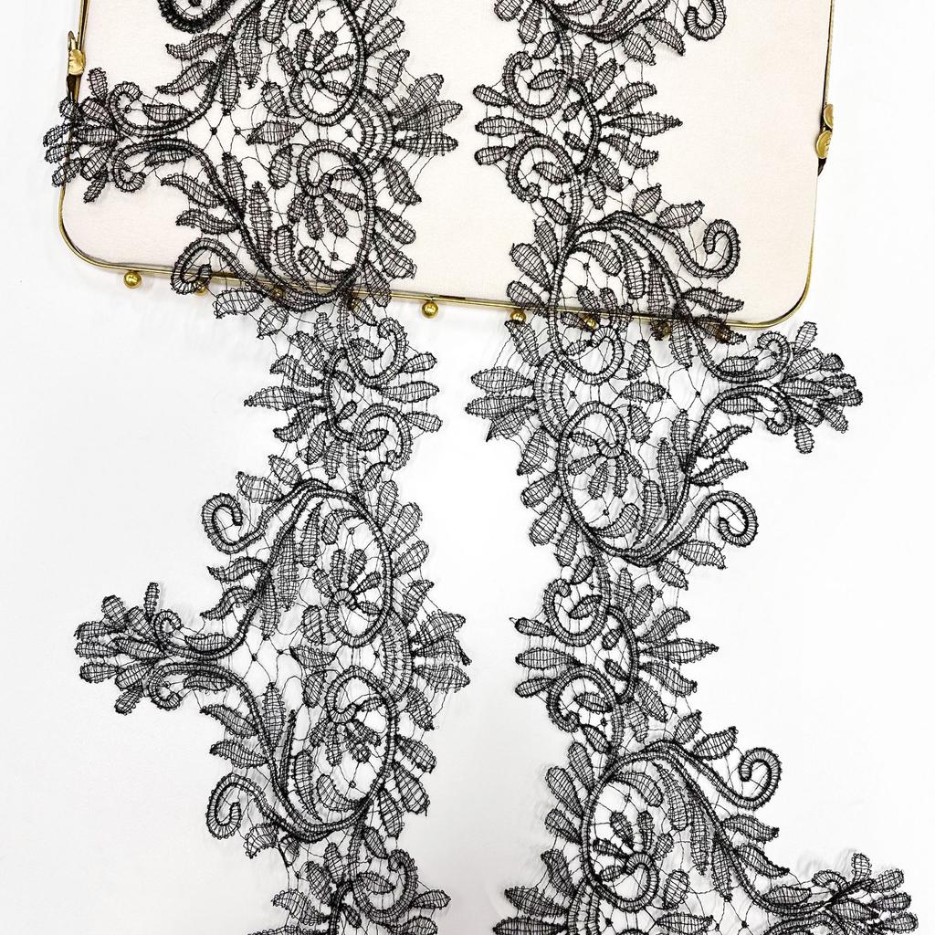 High-End Black Water-Soluble Embroidery Barcode Diy Clothing Dress Dress Decorative Accessories Lace