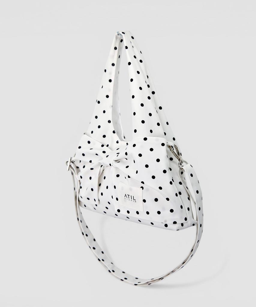 Atil Studio Dot Silk Dewey Mini Ribbon Dot Shoulder & Crossbody Bag _ [White]