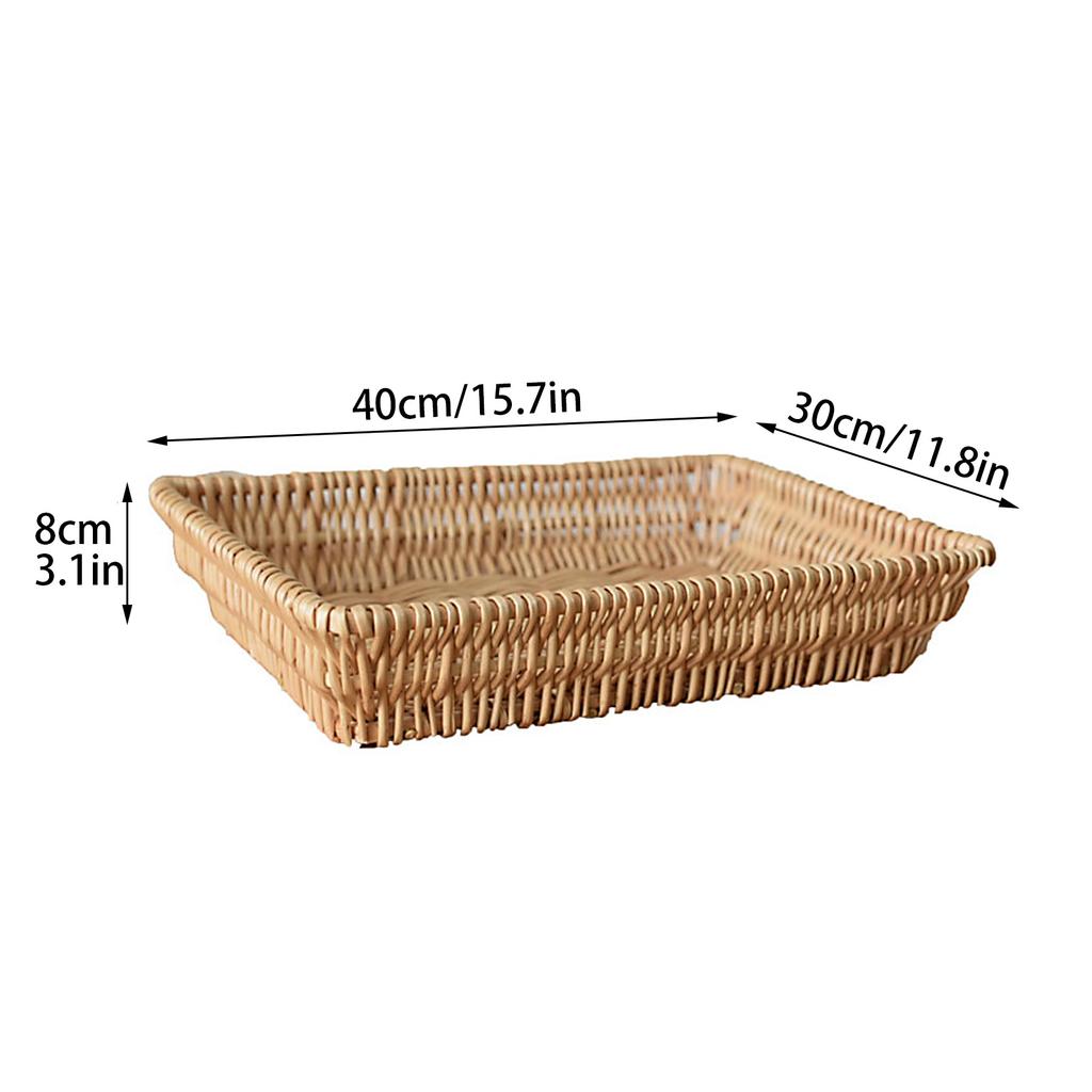 Coș de servire 40x30x8cm Multifuncțional Stivuibil din Ratan Tava de servire împletită pentru Pâine Bomboane Biscuiți Fructe