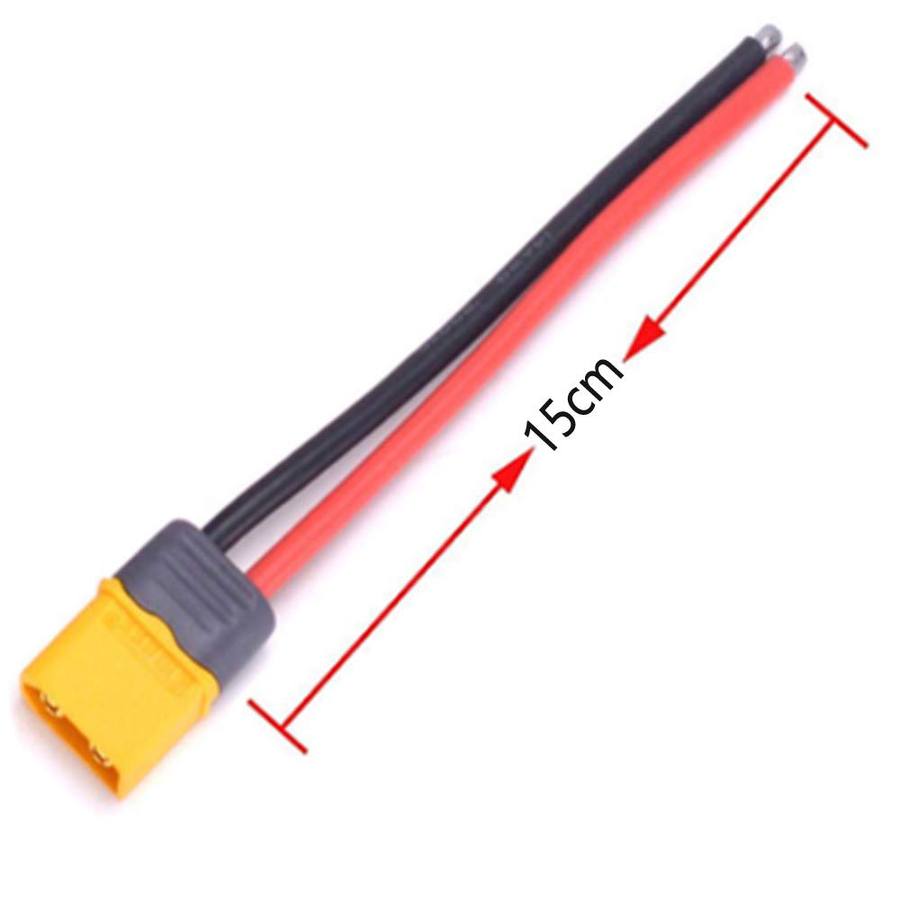 Yiqigou 2 Coppie Connettori XT60H Maschio e Femmina con Filo 150mm 12AWG con Filo in Silicone e Guscio per Lipo RC