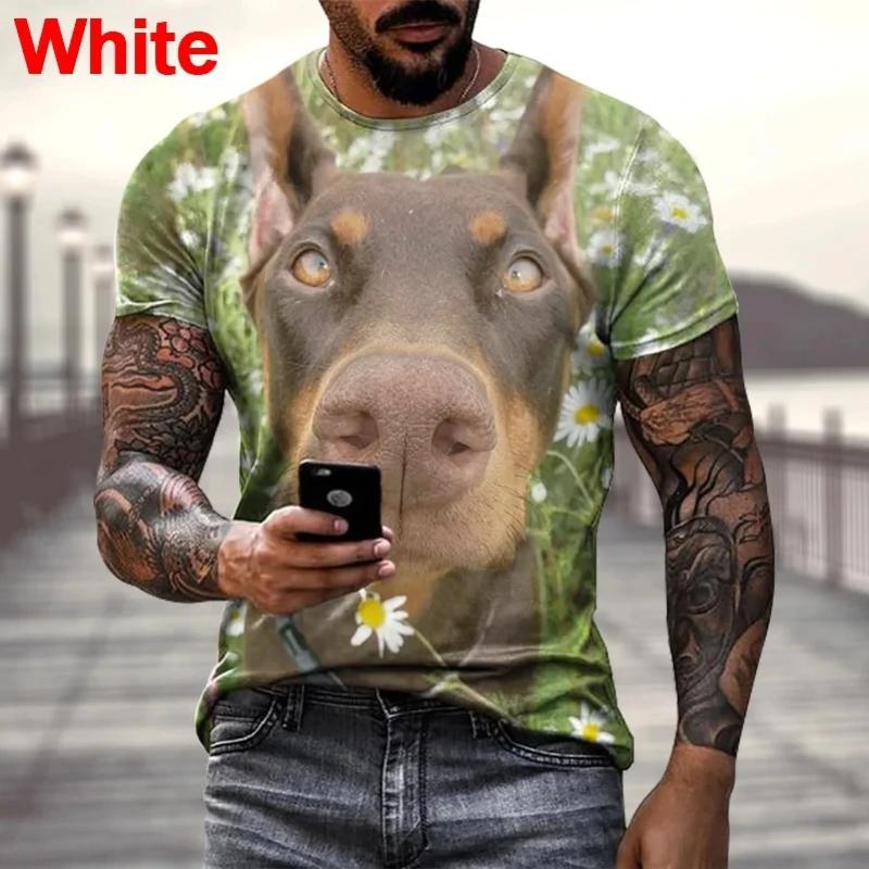 New Fashion Summer Hot Sale 3D Doberman  Men'swomen's T Shirt 3D Printing Short-sleeved Round Neck Animel Dog Tops Tshirt Tees