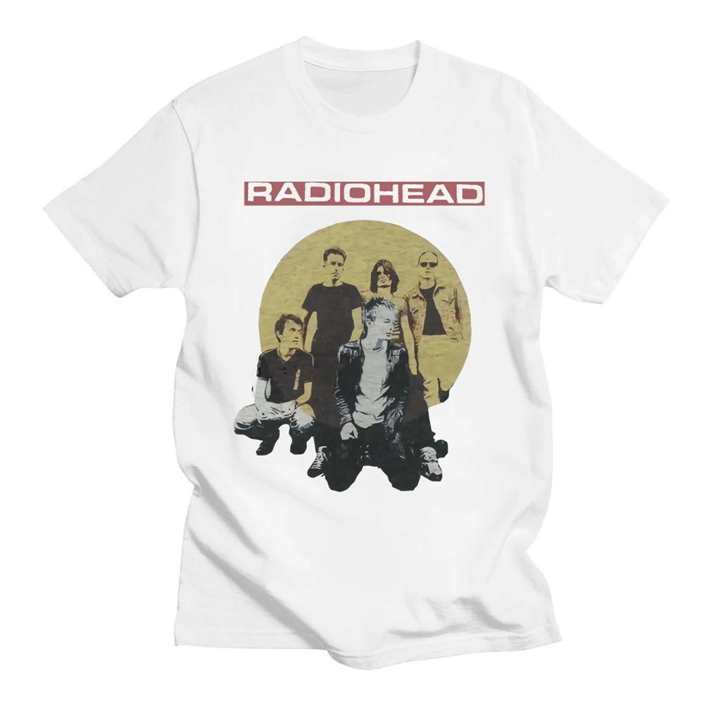 

Футболки с принтом Radiohead для мужчин, ретро, повседневные футболки, 100% хлопок, топы с коротким рукавом, рок, уличная одежда, футболки, одежда Y2K 4XL